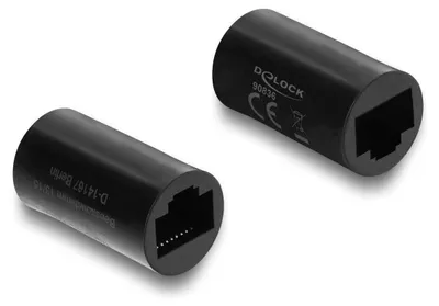 Produktbild von Delock Netzwerkkabelverbinder RJ45 Kupplung Buchse zu Buchse Cat.6 Zylindrische Form schwarz
