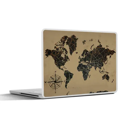 Produktbild von MuchoWow® Laptop Aufkleber Sticker Cover Weltkarte - Abstrakt - Braun 36.5x27.5 cm - Laptop-Sticker