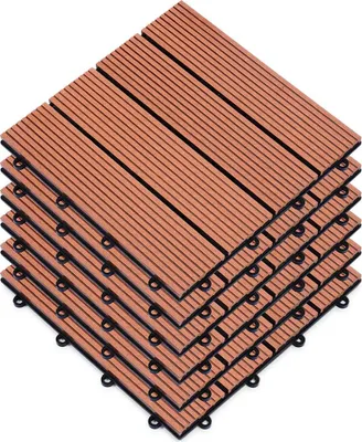 Produktbild von Set mit 6 braunen Terrassenfliesen 30 x 30 cm