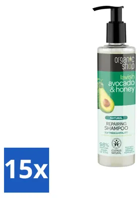 Obrázek produktu pro 15 kusů šamponu Organic Shop Natural Repairing s avokádem a medem – 280 ml – výhodná balení