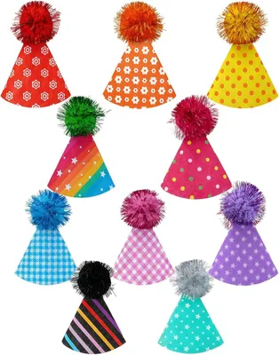 Imagen del producto de Mini gorritos de fiesta de tela no tejida, 10 unidades, ajustables, para mascotas pequeñas