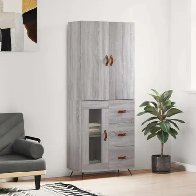 Produktbild von The Living Store Highboard Grau Sonoma 69,5x34x180 cm Holzwerkstoff