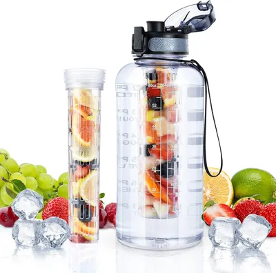 Produktbild von Trinkflasche 2 Liter, Fruchteinsatz, Zeitmarkierung, ausfallsicher, für Sport