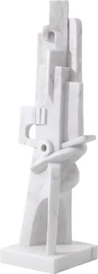 Produktbild von Casa Padrino Designer Marmor Skulptur Weiß 26 x 24 x H. 91 cm - Edle Dekofigur - Marmorfigur - Wohnzimmer Deko Accessoires