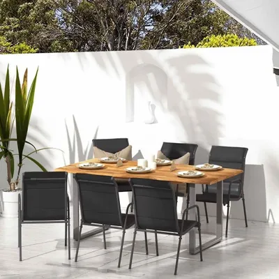 Produktbild von 6 Gartenstühle aus Stahl und schwarzer Textilene