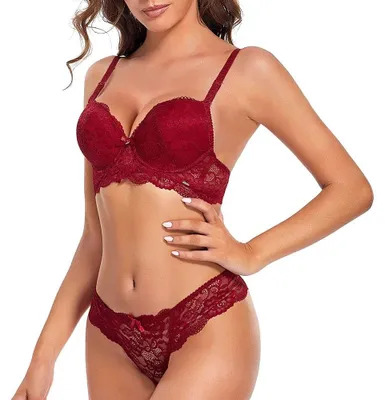 Imagen del producto de Conjunto de lencería para mujer con sujetador push-up y tanga