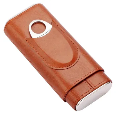 Image de Étui à cigares, 3 tubes, design portable, marron