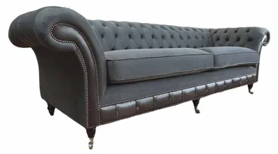 Produktbild von Design Couch Luxus Polstersofas Sofa 4 Sitzer Chesterfield Luxus Grau