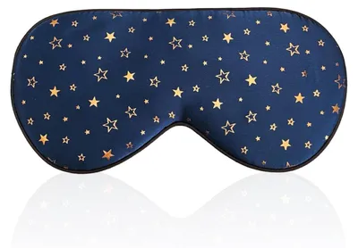 Image de Masque de sommeil 100 % soie avec ruban en soie réglable, confortable et ultra-doux, masque pour les yeux, aide au sommeil par excellence, masque pour les yeux Goldenstar, bleu