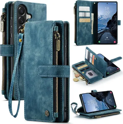 Obrázek produktu pro Kůže pouzdro pro Samsung Galaxy A57,PolyuretanKožené Pouzdro na Zip, Magnetické Uzavírání, Kapsa na Karty, Stojánek, Peněženka pouzdro modré