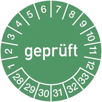 Produktbild von Dreifke® Prüfplakette  2028 - 2033, Folie, Ø 15 mm, 10 Stück