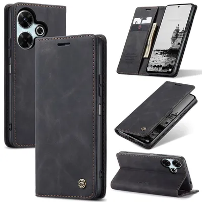 Produktbild von König Design Hülle kompatibel mit Xiaomi Redmi 13 Kunstleder Handyhülle - Handy Case Schwarz
