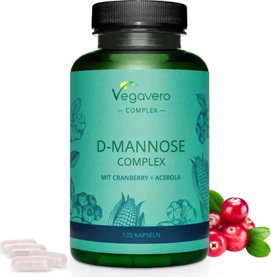 Image de Vegavero D-Mannose Complex | 120 gélules | à l'extrait de cranberry et d'acérola | végétalien