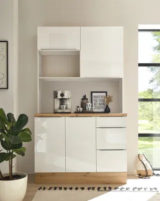 Produktbild von Küchen Buffet Marleen Premium 120 cm Weiß Artisan Eiche Respekta