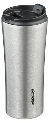 Isolierbecher Edelstahl 400 ml, auslaufsicher, BPA-frei, silber/schwarz