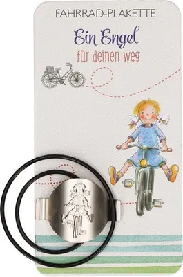 Produktbild von Schutzengel-Plakette für Fahrräder und Roller mit Schutzsymbolik, Geschenk zur Erstkommunion
