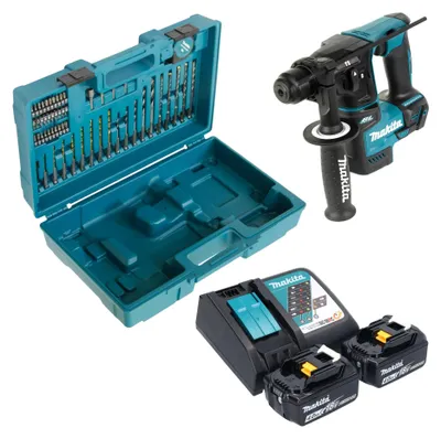 Immagine prodotto di Makita DHR 171 RMX3 trapano a percussione a batteria 18 V 1,2 J SDS-Plus Brushless + 2x batteria 4,0 Ah + caricabatterie + set di accessori da 65 pezzi + valigetta