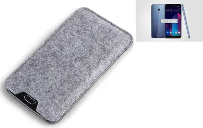 Produktbild von K-S-Trade Filz Handyhülle kompatibel mit HTC U11 Plus Schutzhülle Filztasche Filz Tasche Case Sleeve Handy Hülle Filzhülle grau