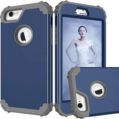 Produktbild von iPhone 6s Plus Hülle, LaimTop Heavy Duty 3 in 1 Hybrid Hart PC Flexibel TPU Silikon Stossfest Kratzfest Tasche Schutzhülle für iPhone 6 Plus / 6s Plus Navy blau