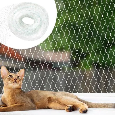 Image de Filet de protection pour chats transparent Unyqoos® en nylon – filet de sécurité robuste pour balcon et terrasse, dimensions 10 x 3 mètres, protection contre les chutes