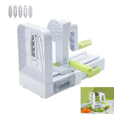 Produktbild von Faltbarer Spiralizer Gemüseschneider manuell, 4-in-1 Küchenhelfer für Gemüse Pasta, mit Saugnapf & sicherer Aufbewahrung