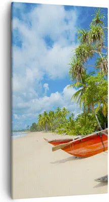 Produktbild von Bild auf Leinwand - Leinwandbild - Golf Ozean Palme Boot - 55x100cm - Wand Bild - Wanddeko - Leinwanddruck - Bilder - Kunstdruck - Wanddekoration - Leinwand bilder - Wandkunst - PA55x100-2388