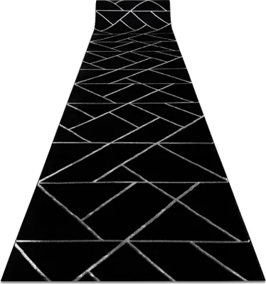 Produktbild von Exklusiv EMERALD Läufer 7543 glamour, stilvoll geometrisch schwarz / silber 100 cm Schwarz 100x930 cm