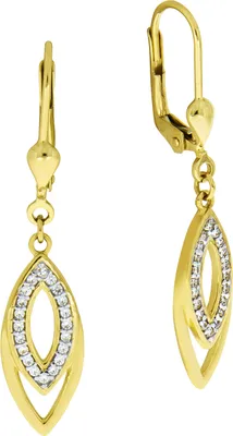 Produktbild von V Ohrhänger 375/- Gold 3,6cm mehrfarbig Zirkonia weiß 360330151-2