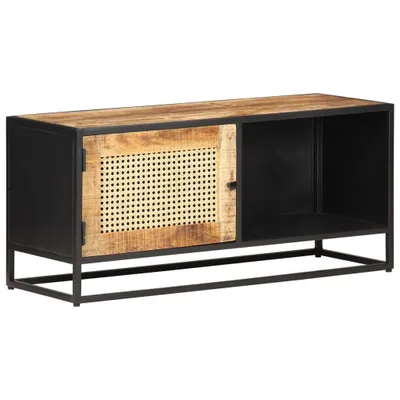 Immagine prodotto di Maison Exclusive - Mobile TV 90x30x40 cm in legno di mango grezzo e intreccio viennese