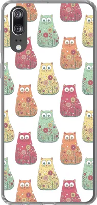 Produktbild von MuchoWow® Handyhülle Schutzhülle Hülle für Telefoonhoesje Huawei P20 Mädchen - Katze - Blumen - Muster - Mädchen - Kinder - Kinder Silikon Softcase Handy Hülle - Hardcover