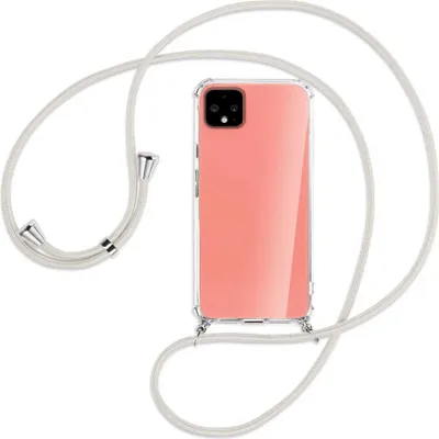 Produktbild von Handykette Backcover-Schutzhülle mit Band (Metall silberfarben) für Google Pixel 4 - broken white
