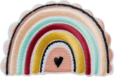 Obrázek produktu pro Duha se srdcem - nášivka, nažehlovačka, nažehlovací obrázek, nášivka, nažehlovačka, velikost: 8,6 x 5,8 cm