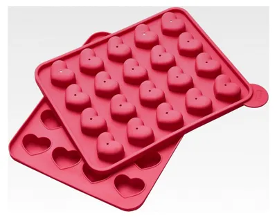 Produktbild von FlexiForm Herz-Cake Pops 20 Stück / Backform für 20 Cake Pops in Herzform aus 100% BPA-freiem Platin-Silikon, 20 x 24 x 3,7 cm