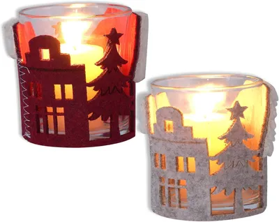 Imagen del producto de Lámpara decorativa navideña de vidrio, en varios colores, con motivos de casitas, de 7,5 x 8,5 cm