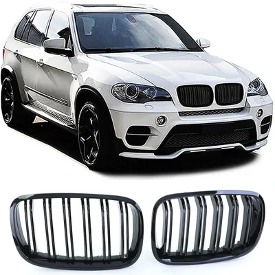 Kühlergrill Doppelsteg SCHWARZ GLANZ passend für BMW X5 E70 / X6 E71 – Produktansicht