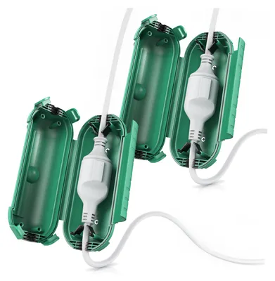 Produktbild von Brandson Kabelbox, Kabelmanagement Box, Kabel Schutzbox für Verlängerungskabel, 2er Set, 210mm x 85 mm, Outdoor, IP44 spritzwassergeschützt Safe Box, grün