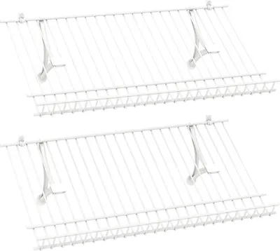 Produktbild von Schuhregal/Schuhablage 2er-Set - Wandmontiert - Metallgitter - Verstellbar - 1 Ebene - Weiß