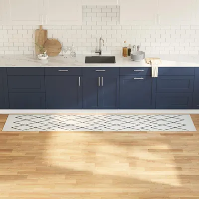 Zdjęcie produktu dla vidaXL Dywan kuchenny biały 300 x 60 cm aksamitny