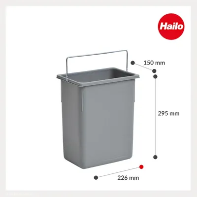 Produktbild von Hailo 1094089 ORIGINAL Inneneimer hellgrau 8,5 L Mülleimer Abfalleimer Müllsammler Einbau Abfallsammlersystem
