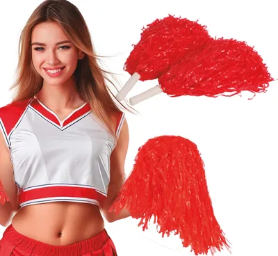Produktbild von Sportlicher Karnevalstaumel Cheerleader Pom Poms Kostüm Zubehӧr Erwachsene Rhythmus Sportevent, Farbe: Rot