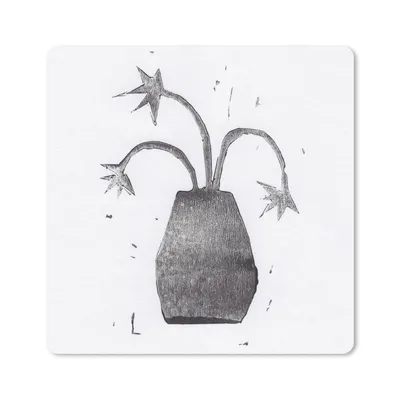 Produktbild von MuchoWow® Mauspad Mousepad Pflanze - Vase - Schwarz - Weiß - Blume 20x20 cm - Mousepads - Maus Mat - Pad - Mausunterlage - Desk Mat - Bureauartikeln