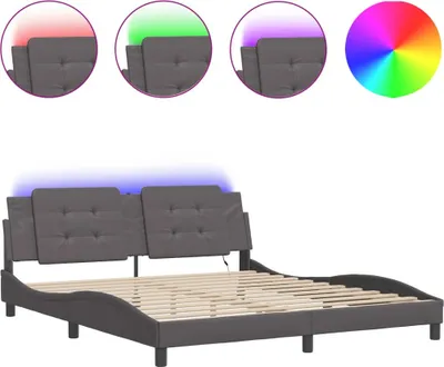 Obrázek produktu pro vidaXL Rám postele s LED bez matrace "Zadar" šedý 180x200 cm
