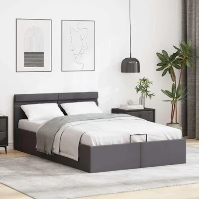 Produktbild von vidaXL Bett mit Bettkasten Hydraulisch LED Grau Kunstleder 140x200 cm