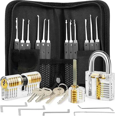 Obrázek produktu pro Sada planžet LockPick 15v1 + 3x průhledný trénovací zámek, černá