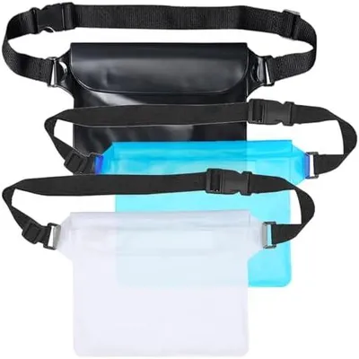 Produktbild von 3 Stück wasserdichte Tasche Bauchtasche Schwimmen, Wasserfeste Bauchtasche mit Unterwasser Handyhülle, Waterproof Bag für Wassersport, Schwimmen, Strand, Bootsfahrten, Wasserfeste Tasche