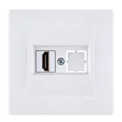 Image de Prise multimédia HDMI, blanche + cadre blanc, EXEN