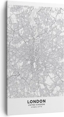 Produktbild von Bild auf Leinwand - Leinwandbild - Einteilig - Stadt Karte London - 45x80cm - Wand Bild - Wanddeko - Wandbilder - Leinwanddruck - Bilder - Wanddekoration - Leinwand bilder - Wandbild - PA45x80-4680