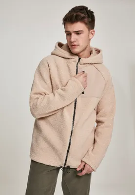 Image de Urban Classics Veste zippée à capuche en sherpa darksand - S