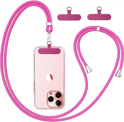 Produktbild von Handykette verstellbar, 1 Kordel 2 Patches, rosa lila, für Alltag