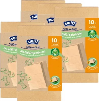 Produktbild von Swirl -Müll-Papier-Beutel 10L 10 Stück (5er Pack)
